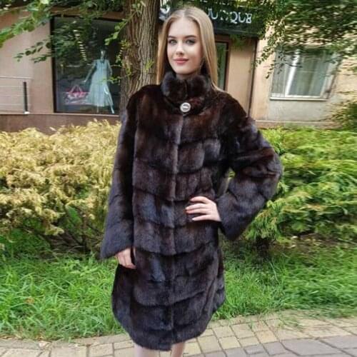 Fashion Stand Collar Fur Jacket Winter Long Warm Fitted Mink Fur Coat Custom Size And Color 2021 New Arrival
