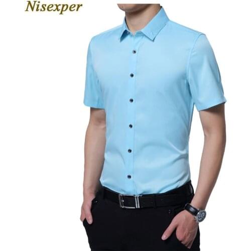 Men Dress Shirts 2020 New Man Fashion Short Sleeve Slim Fit Good Quality Solid Casual Business Shirt plus size 5XL