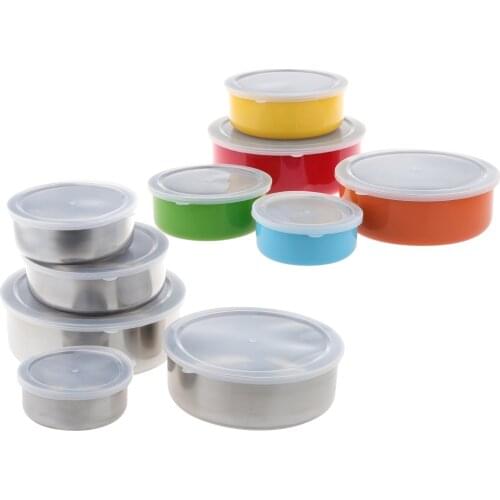 5Pcs Stainless Steel Mixing Bowls Set with Lids Non-Skid Silicone Covered Bowl Set for Food Beads Nuts Fruit Vegetable Container