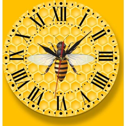 Bees On Honey Wall Clock Modern Design Honey Bees On Honeycombs Wall Clock Nursery Kid Room Wall Decor Bumble Bee Pollinator