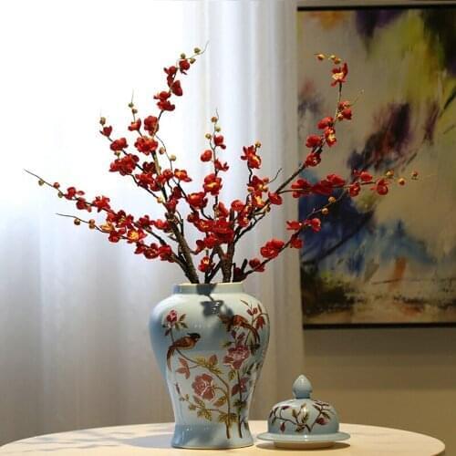 New Chinese Style Table Top Creative Vase porcelain temple jar Model Room Decoration ceramic Ginger jar vase