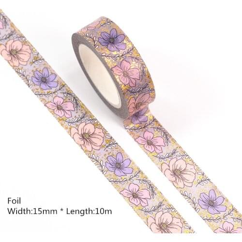 NEW 10pcs/lot 15MM*10m Gold Foil Little Daisy Flowers Washi Tape Scrapbooking Masking Tape Office Adhesive Kawaii Stationery