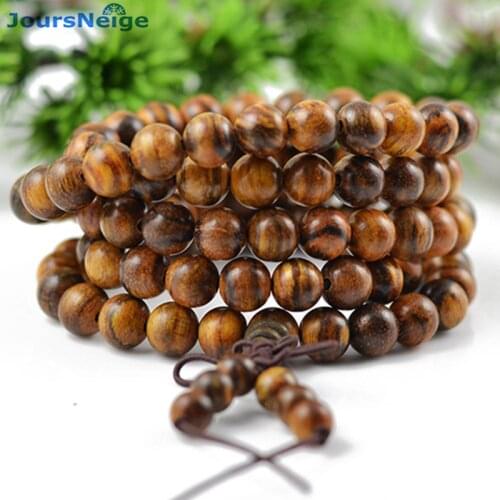 Wholesale flowers Qi Nan Incense Natural Wood Bracelets 108 Buddha Beads Hand String Necklace Lucky For Men Women Jewelry