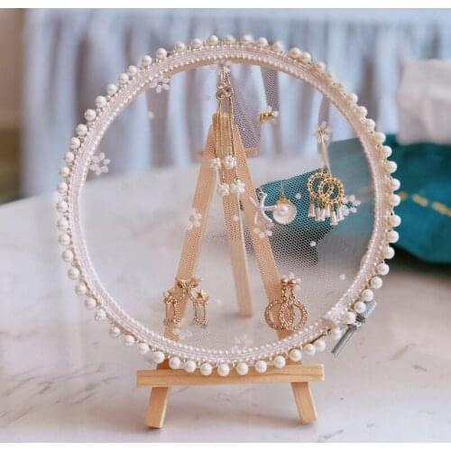 INS Creative lace Jewelry Storage Rack Earring Insert Display Stand lady Jewelry Storage Bathroom Vanity Tops Organizer Girl gif