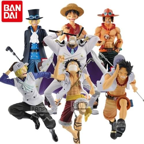 Original BANDAI ONE Piece Monkey D. Luffy Roronoa Ace Monkey D Garp PVC Statue Action Anime Figure Model Collection Kids Toys
