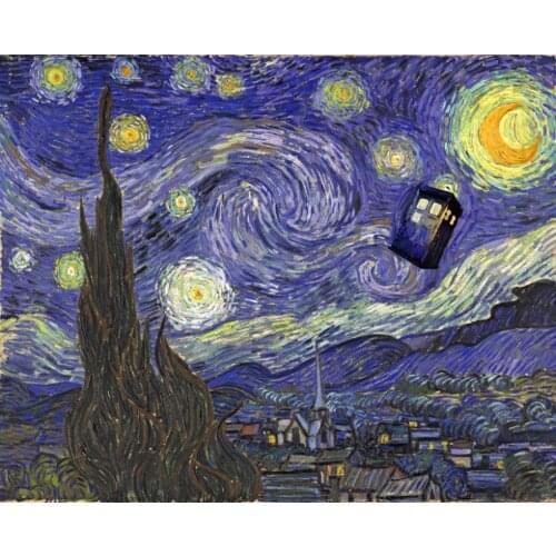 Van Goh Doctor Who Poster Print Silk Fabric Print Poster Print Cloth Fabric Wall Poster Custom Satin Poster