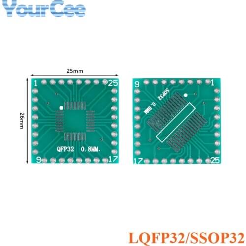 20pcs LQFP32 SSOP32 Transfer PCB Board Pinboard SMD to DIP Adapter Converter Plate 0.8mm Pitch Socket IC Test Board