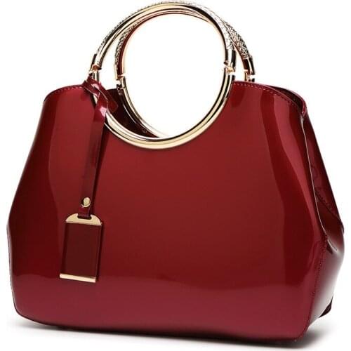 Luxury Designer Patent Leather Tote Handbag For Women Ladies Messenger Bag Female Large Capacity Bride Shoulder Handbags Brand