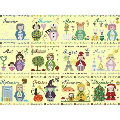 Russian dolls in December patterns Counted Cross Stitch 11CT 14CT DIYChinese Cross Stitch Kits Embroidery Needlework Sets