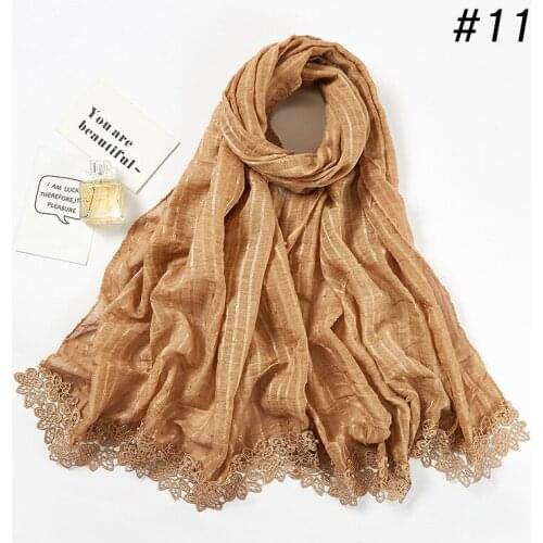 75*180CM New Products Lace Scarf Women Malaysia Nail Pearl Headscarf Muslim Fashion Jersey Hijab