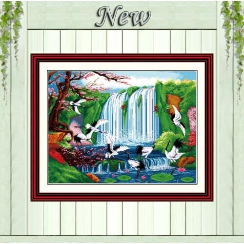 Fairyland on earth,Counted Printed on canvas DMC 11CT 14CT Cross Stitch kit,needlework Sets embroidery,Waterfall forest Scenery