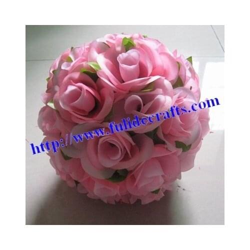 SPR 20cm pink rose ball with green leaf wedding flower decoration,option color,option size,celebration decoration flower ball