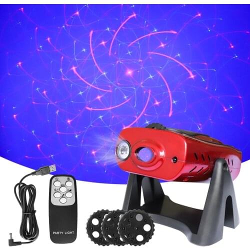 Disco Laser Lights Voice Control DJ Strobe Light Home Party Musical Lamps Projector RGB LED Stage Lighting Effect for Club Bar