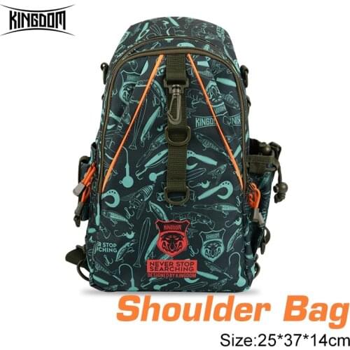Kingdom Fishing Bags Multifunction Single/Double Shoulder Lure Bag Outdoor Sports Large Capacity 39*24*16.5cm Fishing Backpack