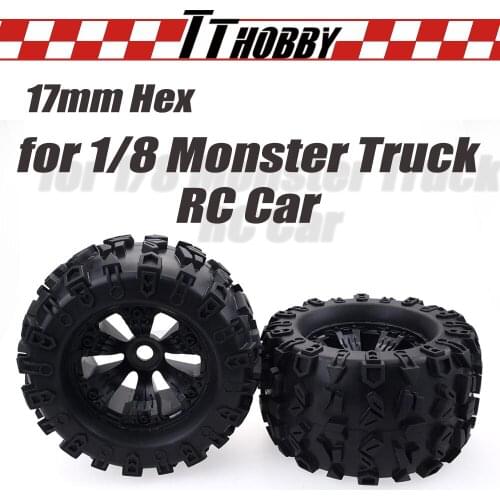 TTHOBBY 2PCS Rc Wheel Tire 170mm Tyre Wheel Monster Truck Tires Wheels 17mm Hub Hex for 1/8 Monster Truck RC Car Traxxas Trx4