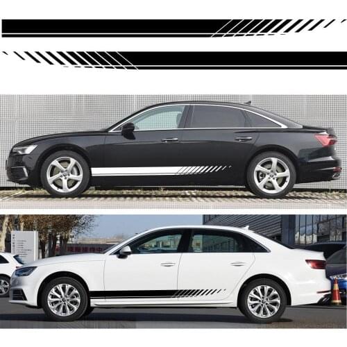 2PCS Car Side Stripes Skirts Graphics Vinyl Sticker Decals Racing Sport Car Stickers Automobile Decoration Accessories Universal