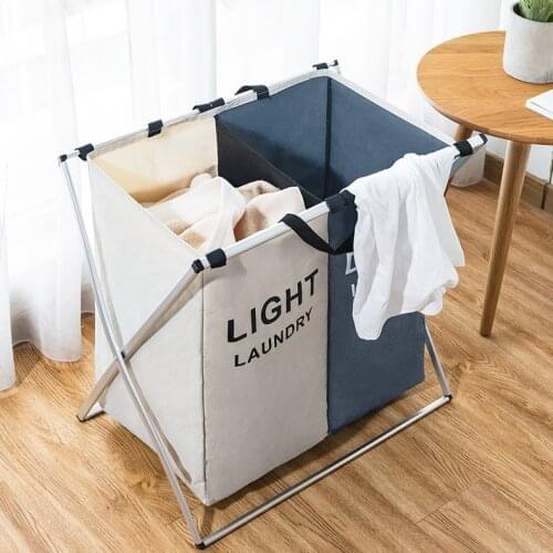 X-shape Foldable Laundry Hamper Foldable Three Grid Home Laundry Basket Sorter Large Laundry Hampere Laundry Hamper