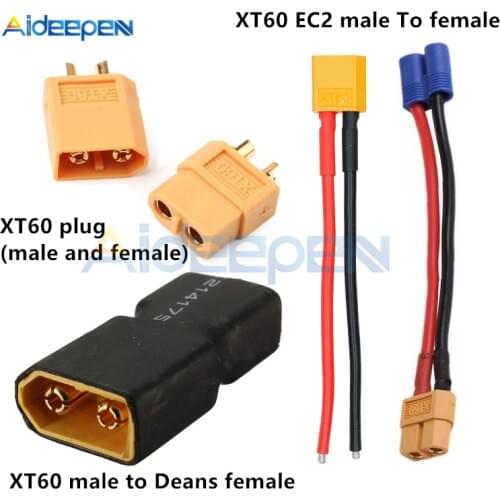 XT-60 Male Female Connectors Plugs XT60 Male to Deans Female T-Connector XT60 EC2 Banana Male Plug Connector For RC Lipo Battery