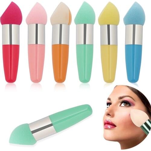 1PC Fashion Colorful Soft Beveled Sponge Foundation Blender Handle Puff Smooth Concealer Brush Makeup Tools