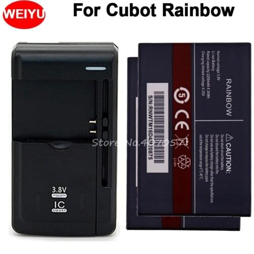 2pcs For Cubot Rainbow Battery Batterie Bateria AKKU Accumulator 2200mAh+Universal Charger
