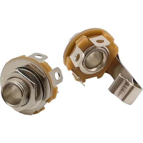 2Pcs Mono/Stereo Female 1/4" 2 Pole Socket Phone Jack Inch Jack Chassis Panel mount Socket Audio Solder Connector