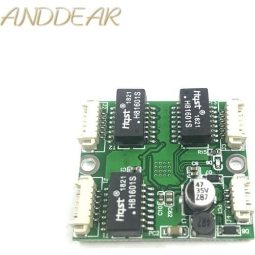38*34Mini mini weak box network wiring box 5V 12V 3/4 port 3 way 10/100Mbps built-in network switch module network switch