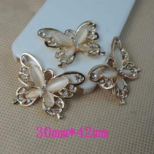 6pcs per lot 30mm*42mm Cell Phone Case DIY Charms Alloy Butterfly Decoration