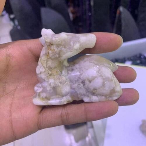 Sakura agate stone sika deer pendant energy charging balance chakra Feng shui home office pendant