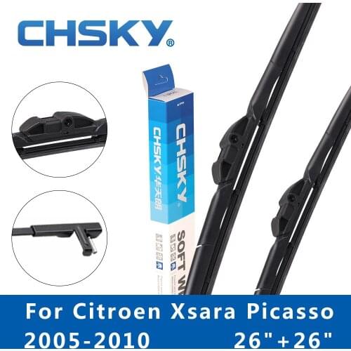 CHSKY Car Windshield Wiper Blade for Citroen Xsara Picasso 2005 2006 2007 2008 2009 2010 Fit Side Pin Arms 26"&26" Auto Wipers
