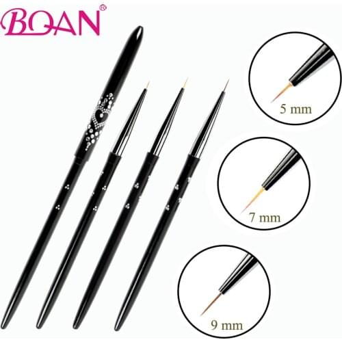 BQAN 5mm/7mm/9mm Nail Art Lines Painting Pen Brush Metal Black UV Gel Polish Tip Flower Manicure Pedicure Drawing DIY Tool
