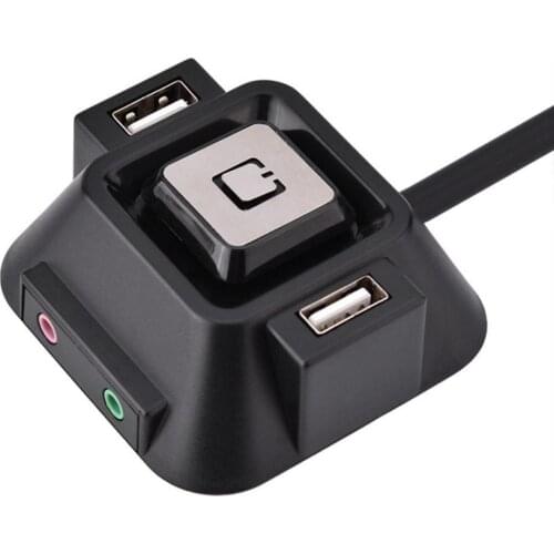 1.2m Desktop PC Computer Case Power Supply on/off Reset Button Switch Block Extender Cable with Dual USB Port Dual Audio Plug