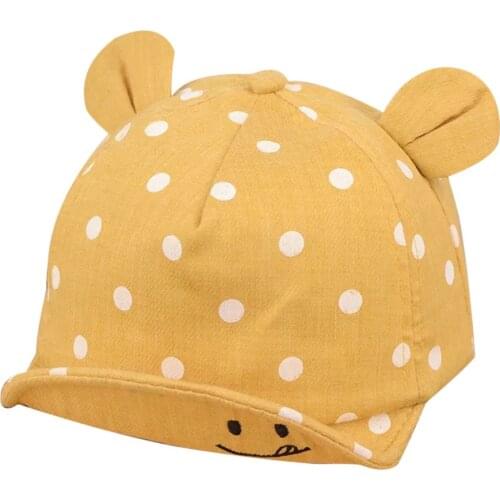OUTAD Baby Hat Boys Girls Soft Baseball Cap Adjustable Smile Embroided Outdoor Peaked Cap Washable Ear Decoration Kid Baby Beret