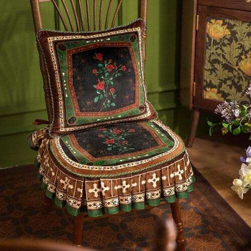 DUNXDECO Retro Art Home Cushion Cover Decorative Pillow Case Vintage European Rose Print Velvet Sofa Chair Bed Coussin