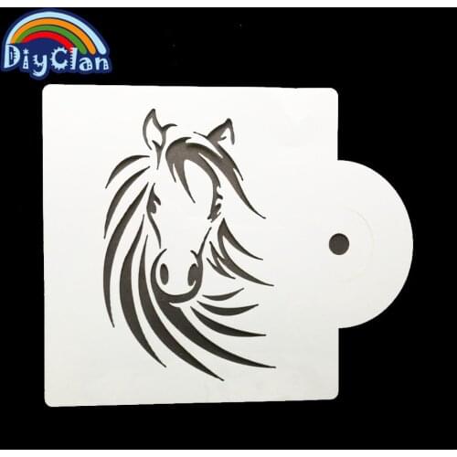 Artificial horse Figure Decorating -Coffee Stencils Cookie butterfly Stencil Cake Mold Decor Barista Duster Art P0100