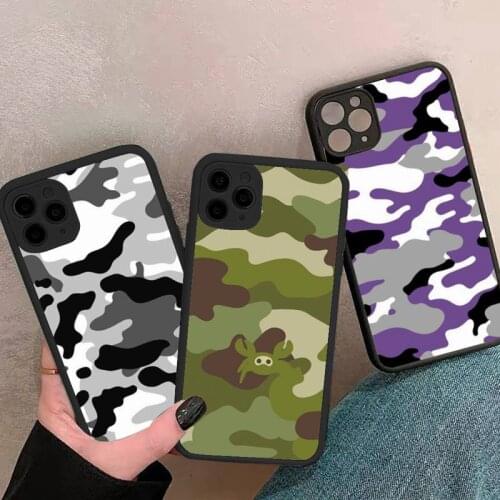 Camouflage Pattern Camo military Phone Case black matte transparent For iPhone 7 8 x xs xr 11 12 pro plus mini max Clear Funda
