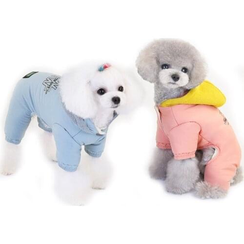Dog Overalls for Small Dogs Puffy Padded Winter Dog Clothes Windproof Warm Hooded Dog Jumpsuit for Chihuahua York Dog Clothing