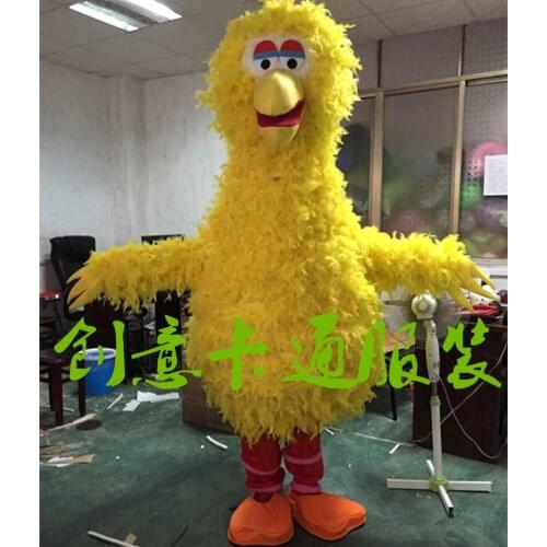 Yellow Feather Sponge Body Adult Big Bird Mascot Costume Free Shipping High Quality Cartoon Mascot Costume for Stage Performance