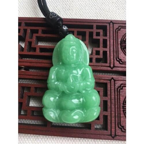 Natural Myanmar jade hand-carved guanyin green jade pendant necklace emerald pendants jadeite jade jewelry men women