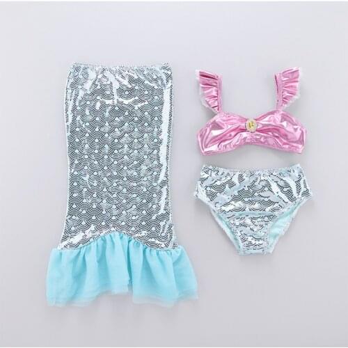 Mermaid Swimsuit For Girls Kids Beach Bikini Halloween Party Mermaid Tail Skirt Dress Costume Cosplay Birthday Gifts Party Dress
