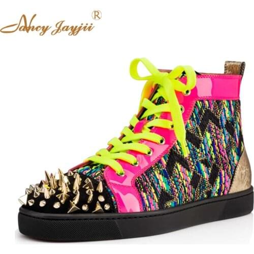 Nancyjayjii Multicolor & Grey Genuine Leather Round Toe Lace-Up Flat Heels Women Shoes Witth Rivets Upon ,Plus Size 4-16