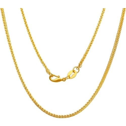 New 24K Yellow Gold Necklace Chain Heavy Gold Wheat Link Chain Necklace 999 Gold Necklace Chain