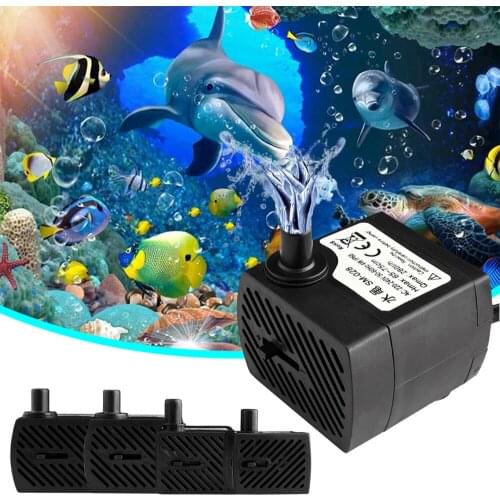 2W/4W Ultra-Quiet Submersible Water Fountain Pump Filter Fish Pond Aquarium Water Pump Tank Fountain 110V/220V EU Plug