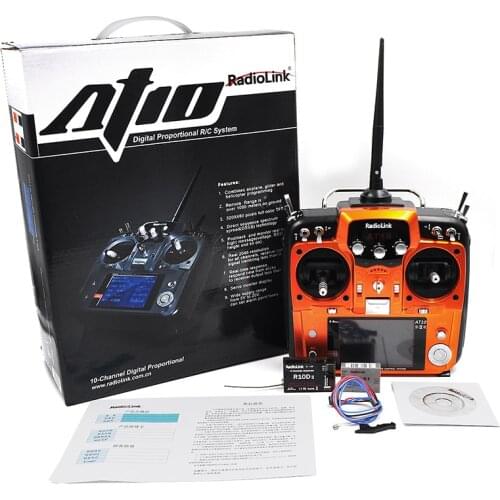 RadioLink AT10 RC Transmitter 2.4G 10CH Remote Control System with R10D Receiver for RC Airplane Helicopter