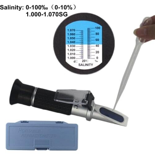 Refractometer Salinity Meter ATC Salt Water Hydrometer 1.000-1.040SG Salinity Seawater salinometer For aquarium Mornitor Tester