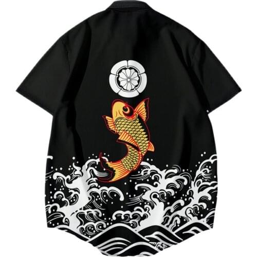 Male Black Print Beach Streetwear Holiday Shirt Summer Men Casual Short Sleeve Shirts Hawaii Large Size 6XL