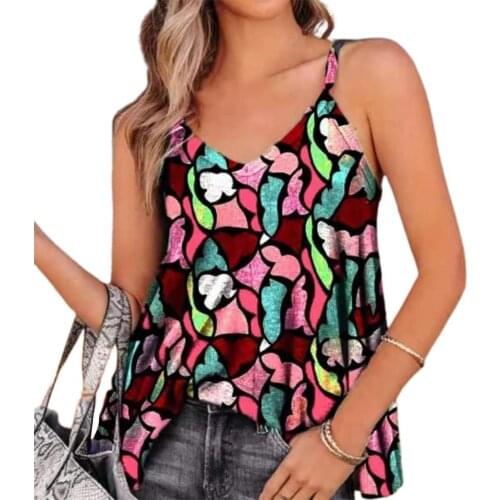 Sexy Women Camisole Summer Sling Comfy Loose Strap Lady Crop Vest Top Floral Sleeveless Plus Size Female Trim Vest