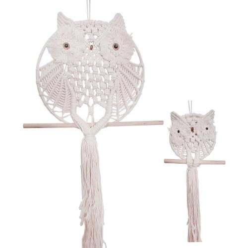 Nordic Owls Dream Catchers Cotton Macrame Wall Hanging Handmade Crafts Macrame Decor Hand-woven Livingroom Bedroom Decoration