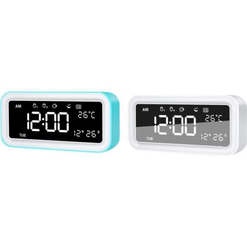 Modern Desk Digital Alarm Clock Snooze 12/24Hr Color Changing Night Light