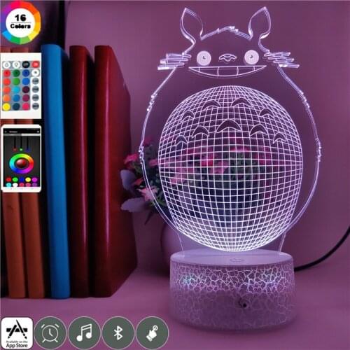 Led Atmosphere Night Light 3D Novelty Anime Totoro Table Lamp 16 Colors Remote Control Lava Style Base Kids Gift