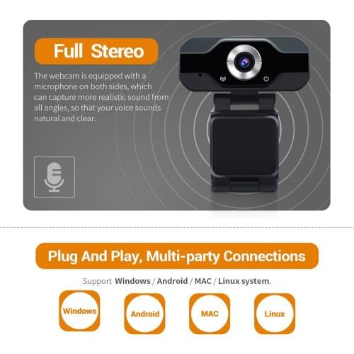 Full Hd 1080p Webcam USB Web Camera Mini High-definition Clear Camera Live Broadcast With Noise Cancellation Microphone For PC